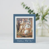 2匹の紙吹雪をまく猫のパーティー 招待状 (スタンド正面)