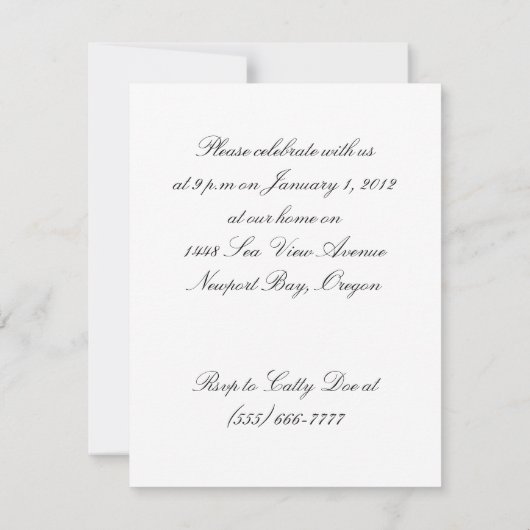 2匹の紙吹雪投げ猫パーティー 招待状 (裏面)