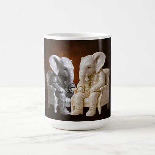 2匹の紳士ゾウの美術 コーヒーマグカップ (中央)