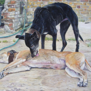 2匹の絵画可愛いグレイハウンド犬の現実主義者 ジグソーパズル