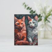 2匹の美しい猫 ポストカード (スタンド正面)