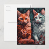2匹の美しい猫 ポストカード (正面/裏面)