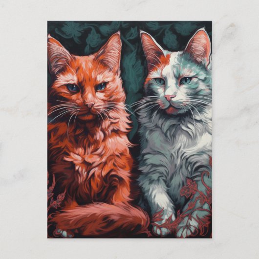 2匹の美しい猫 ポストカード (正面)