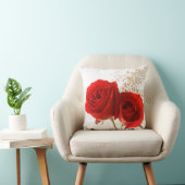 2匹の赤いバラのカスタムな背景色 クッション (椅子)