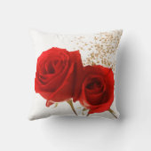 2匹の赤いバラのカスタムな背景色 クッション (裏面)