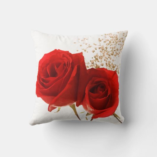 2匹の赤いバラのカスタムな背景色 クッション (裏面)