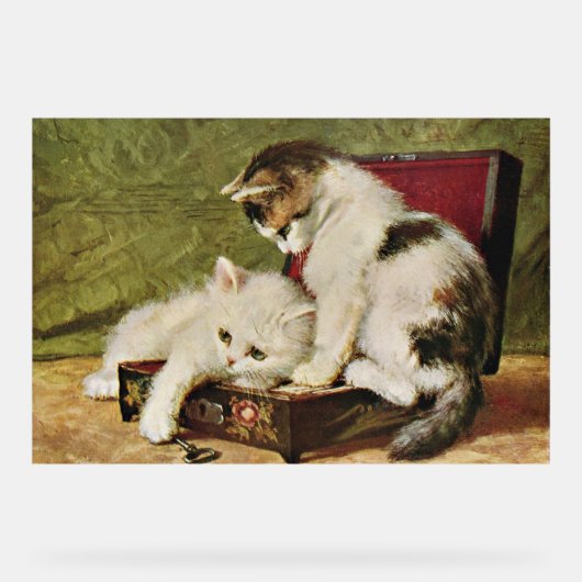 2匹の遊び好きな子猫 アクリルサイン (正面)