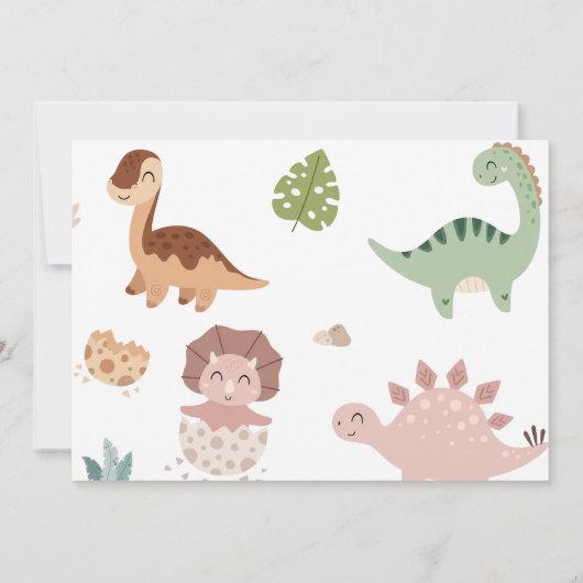 2匹の野生のかわいい恐竜2nd誕生日の写真 招待状 (裏面)