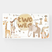 2匹の野生のサファリ動物セカンド子供の誕生日 横断幕 (横)