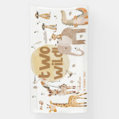 2匹の野生のサファリ動物セカンド子供の誕生日 横断幕 (縦)