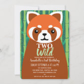 2匹の野生の可愛いレッサーパンダの子供たちの2歳の誕生日 招待状 (正面)