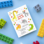 2匹の野生の誕生日サファリの動物かわいい写真 招待状