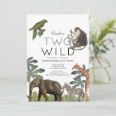 2匹の野生アフリカサファリの動物の誕生日2 招待状 (スタンド正面)