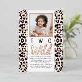 2匹の野生ヒョウのスポット写真キッズ2nd誕生日 箔招待状 (立ち正面)