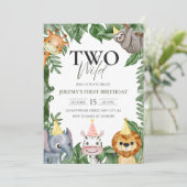 2匹の野生動物サファリ2匹の誕生日の写真 招待状 (スタンド正面)