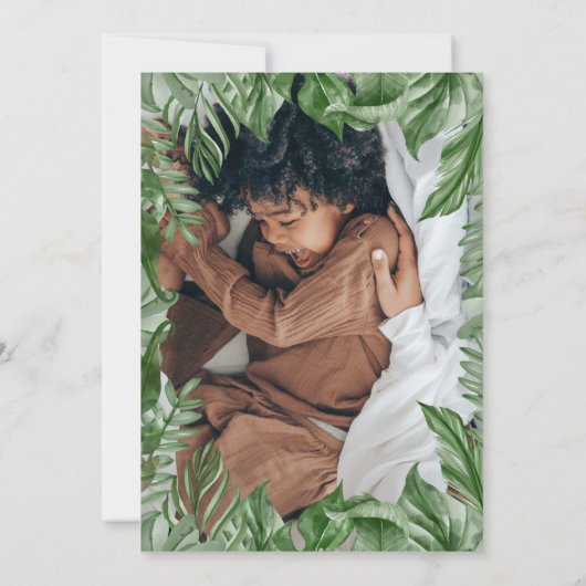 2匹の野生動物サファリ2匹の誕生日の写真 招待状 (裏面)