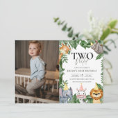 2匹の野生動物サファリ2匹の誕生日フォトインビタット 招待状 (スタンド正面)