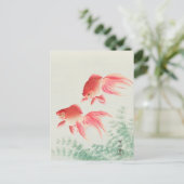 2匹の金魚絵画の子筆 ポストカード (スタンド正面)