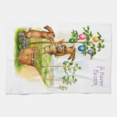 2匹の飾るウサギ キッチンタオル (横)