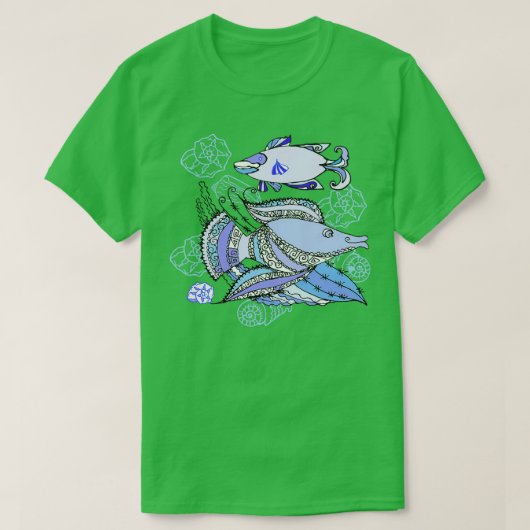 2匹の魚とカクテル Tシャツ (デザイン正面)