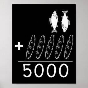 2匹の魚と5つのパン イエス・キリストの5000人への食事 キリスト教B ポスター