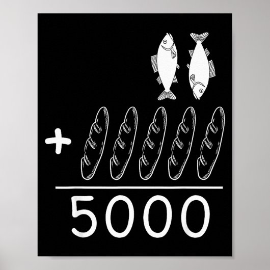 2匹の魚と5つのパン イエス・キリストの5000人への食事 キリスト教B ポスター (正面)