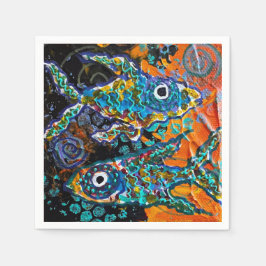 2匹の魚のナプキン スタンダードカクテルナプキン