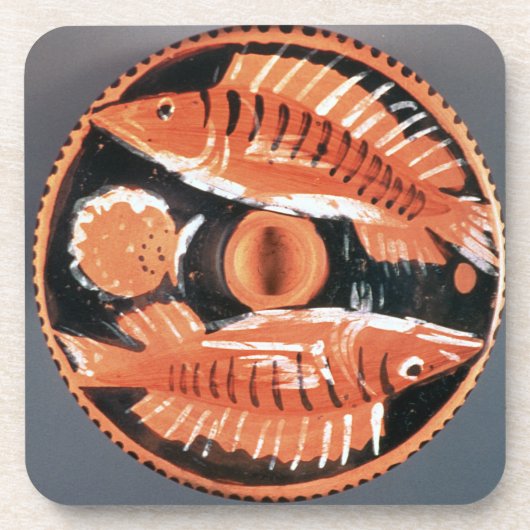 2匹の魚、350を紀元前に描写することをめっきして下さい(陶磁器) コースター (正面)