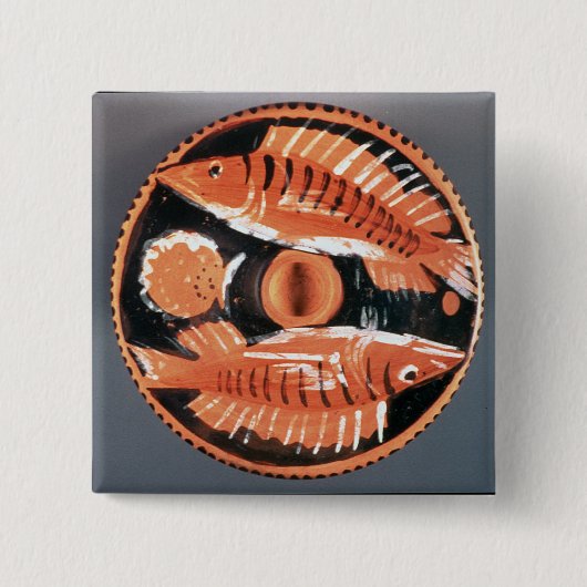2匹の魚、350を紀元前に描写することをめっきして下さい(陶磁器) 缶バッジ (正面)
