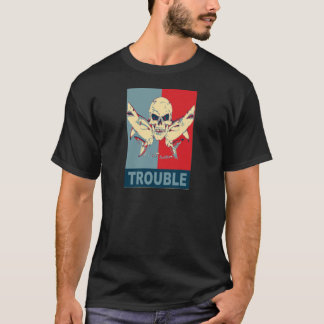 2匹の鮫およびスカル二重悩み Tシャツ