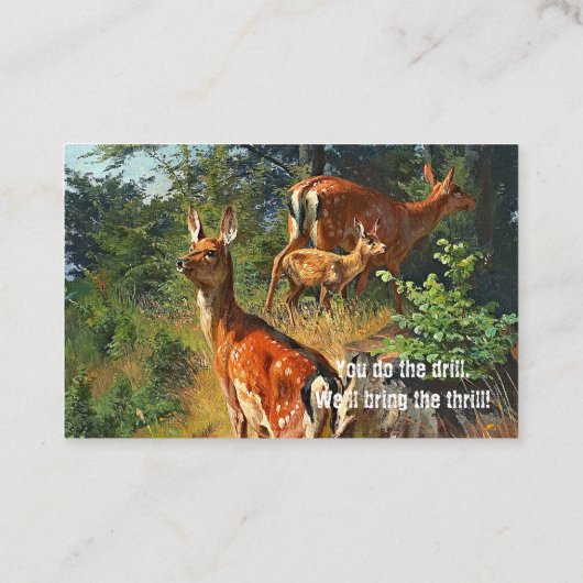 2匹の鹿とかわいい子鹿の森狩り 名刺 (裏面)