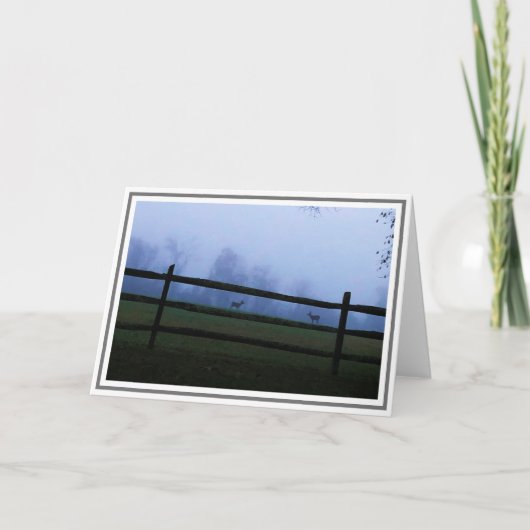 2匹の鹿と一緒に暮らす田園地帯 カード (正面)