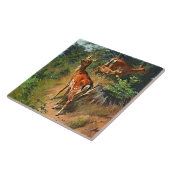 2匹の鹿と森のかわいい子鹿 タイル (側面)