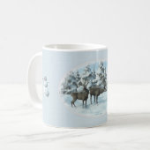2匹の鹿と雪だるまのiPad Airカバー コーヒーマグカップ (正面左)