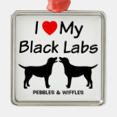 2匹の黒犬が大好き メタルオーナメント (正面)