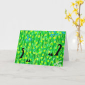 2匹の黒猫 カード (黄色い花)