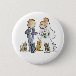 2匹結婚猫紙コースター 缶バッジ