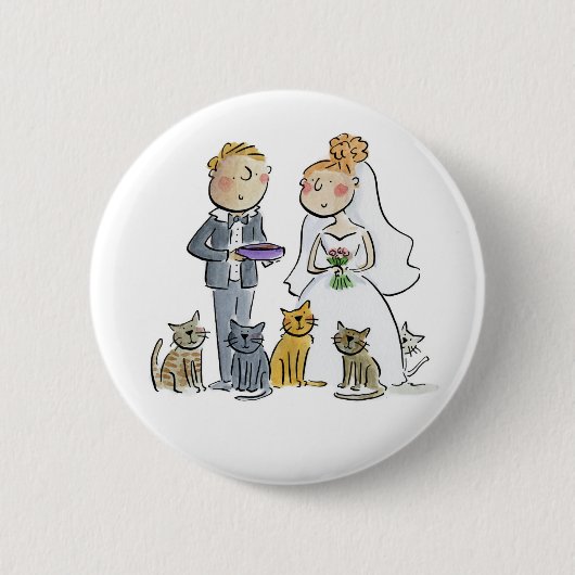 2匹結婚猫紙コースター 缶バッジ (正面)