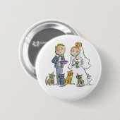 2匹結婚猫紙コースター 缶バッジ (正面&裏面)