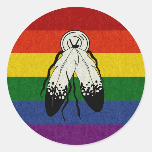 2千プライド旗の色付き背景デザイン ラウンドシール (正面)