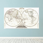 2半球の世界地図 キャンバスプリント (インサイチュ (ウッドフロア))