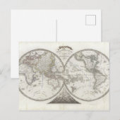 2半球の世界地図 ポストカード (正面/裏面)