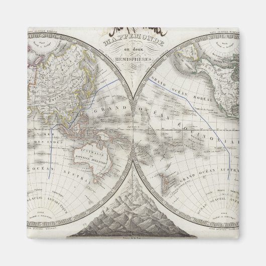2半球の世界地図 マグネット (正面)
