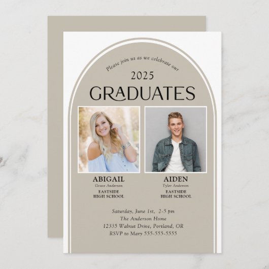 2卒業者の二重卒業 招待状 (正面/裏面)