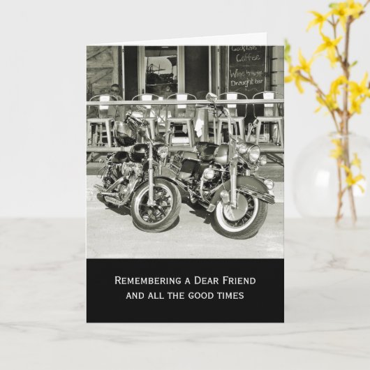 2台のヴィンテージバイクの共感表 カード (黄色い花)