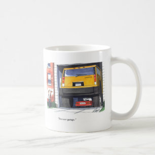 2台の車のガレージ コーヒーマグカップ
