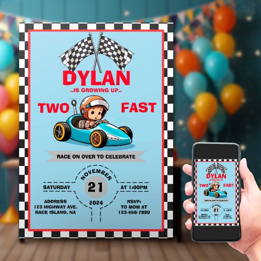 2台の速いかわいい招待状 招待状