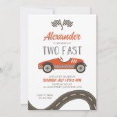 2台の速い赤いレースカーの誕生日招待状 招待状 (正面)