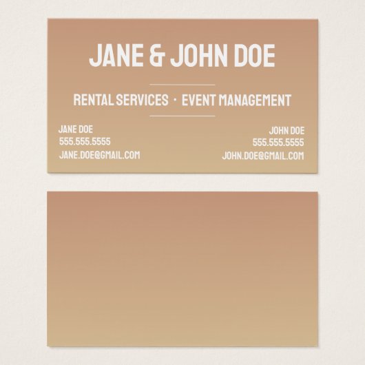 2名はっきりしたモダン付きグラデーション名刺 (正面&裏面)