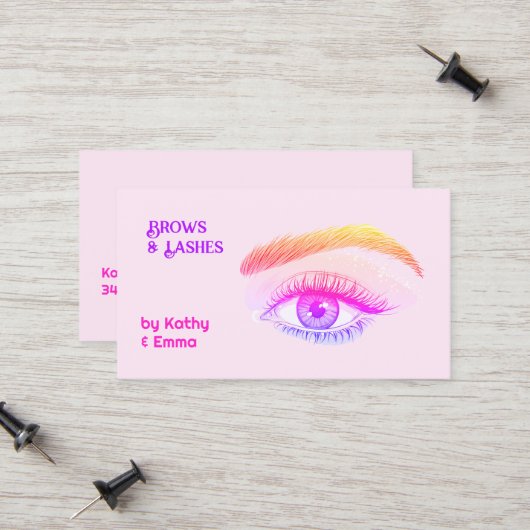 2名Brows Lashes Tech コーリングカード (正面/裏面インサイチュ)